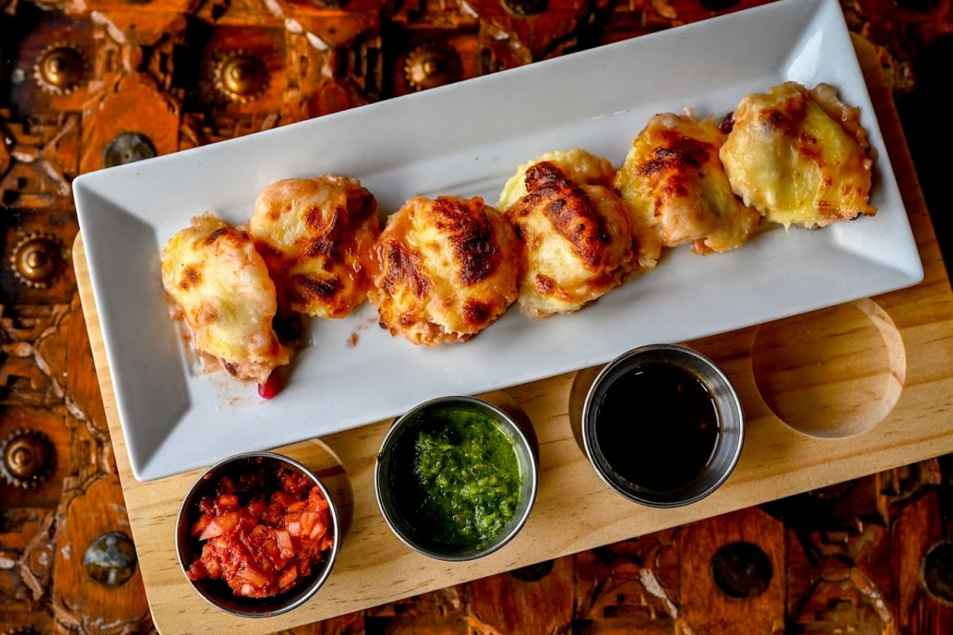 House specialty dosa balls with chutney trio